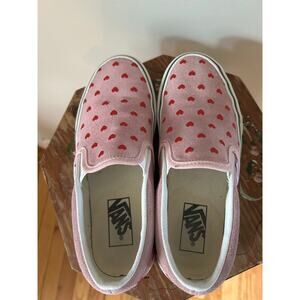 Vans UA Classic Slip-on Pastel Pink/Red Hearts Size Men 5.5 W 7
